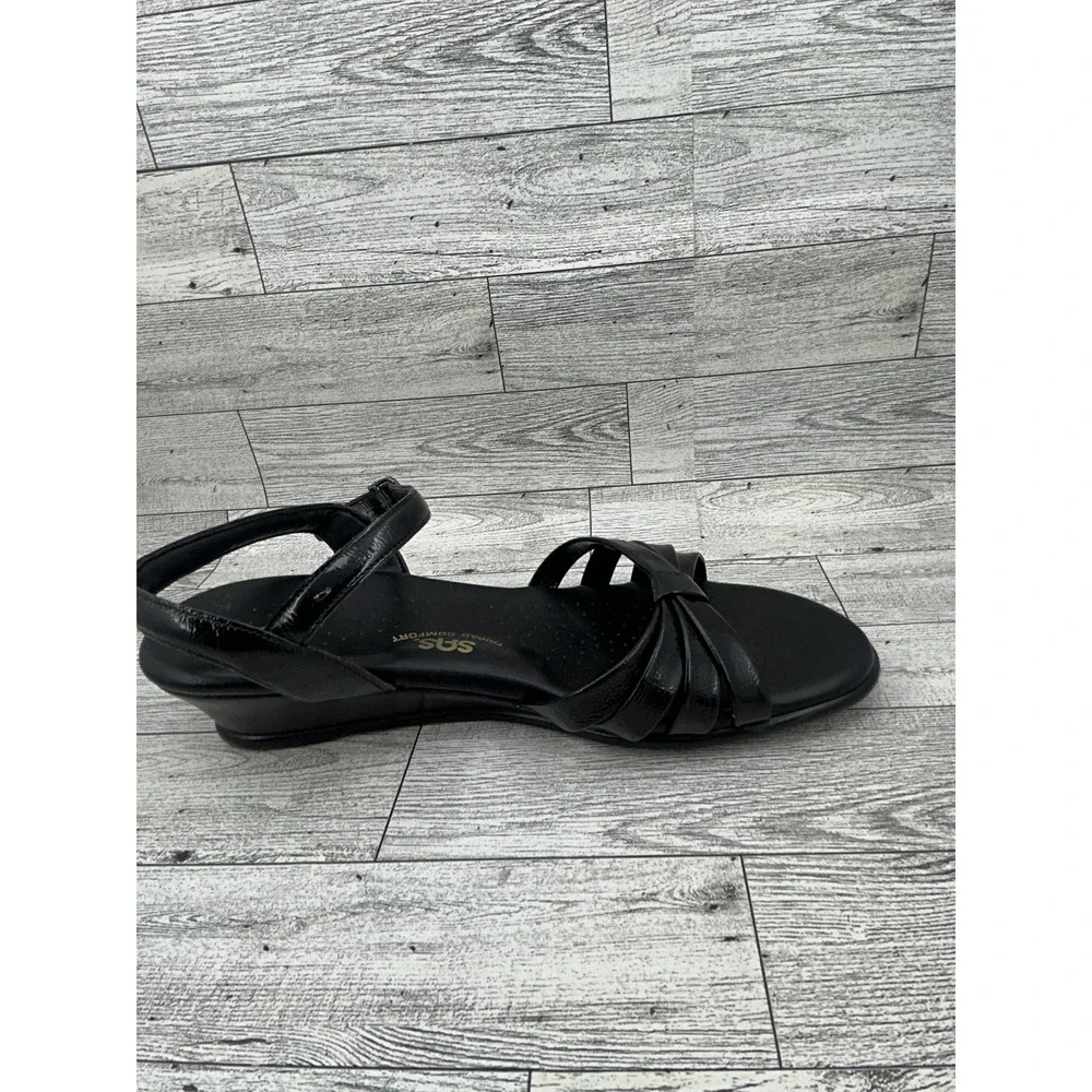 SAS Shoes Womens Size 8.5M Black Leather Tripad Comfort Sandals Made USA Buckle‎